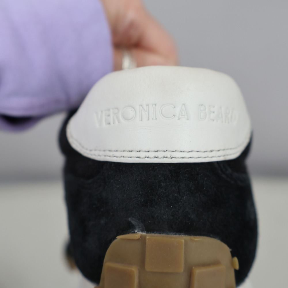 Veronica Beard Dash Sneaker Women 7 Black White Suede Canvas Platform Streetwear - Picture 5 of 16